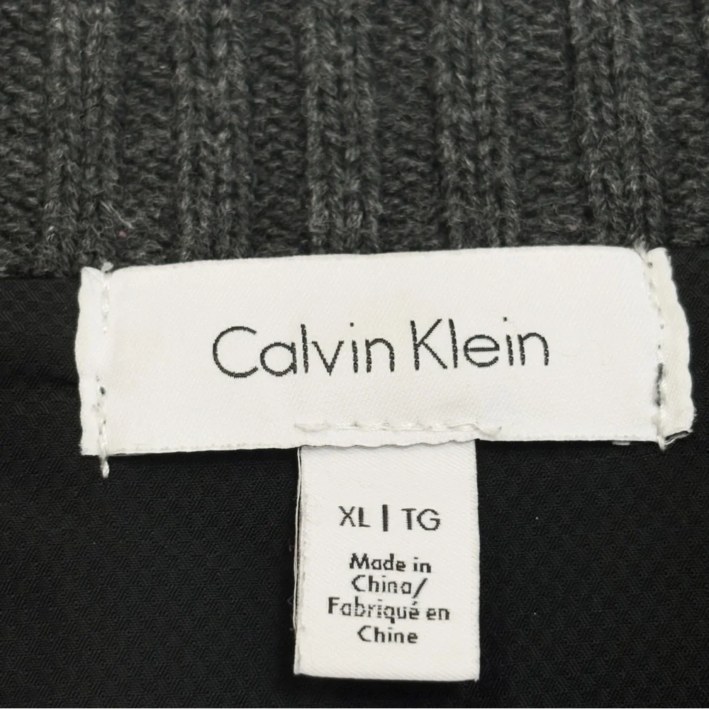 Calvin Klein Gray & Black Mixed Media Quilted Front Zip Sweater Jacket XL